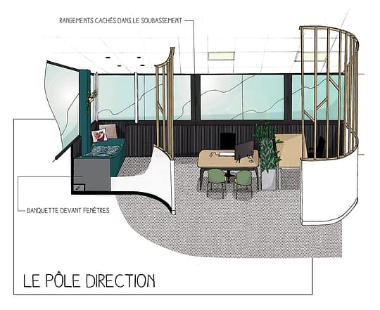 dessin, croquis, sketch, perspective, couleur, à la main, architecte dintérieur